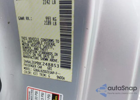 2013 Nissan Altima 2.5 S from USA, damaged, VIN 1N4AL2EP9DC248853